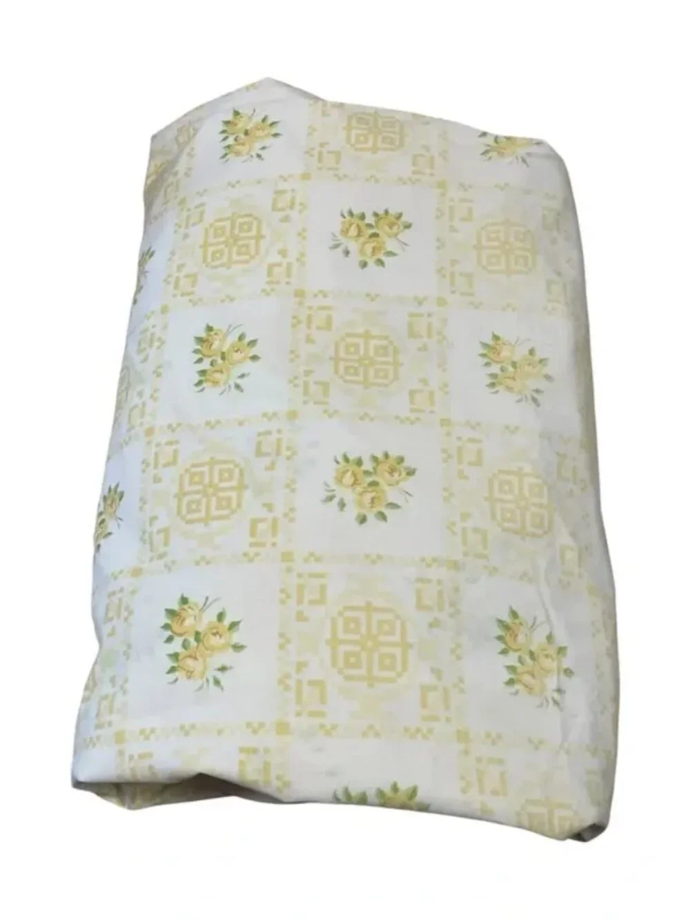 Vintage Cannon Royal Family Twin Fitted Bed Sheet Yellow Flower Power Floral Cot